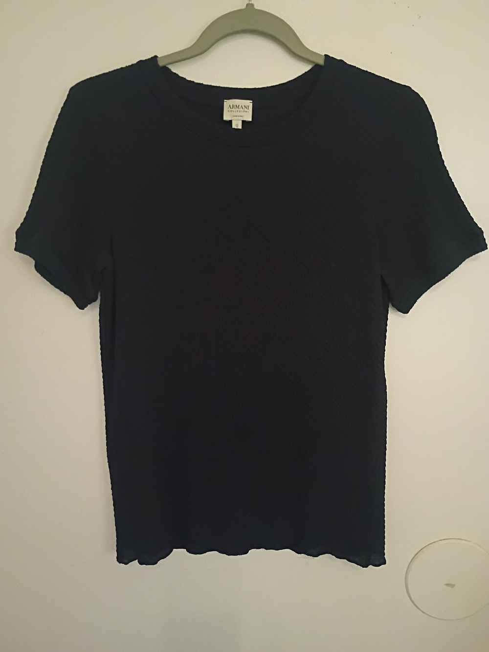 Armani Collezioni Navy Short-Sleeve Textured Viscose Blend Sz 12